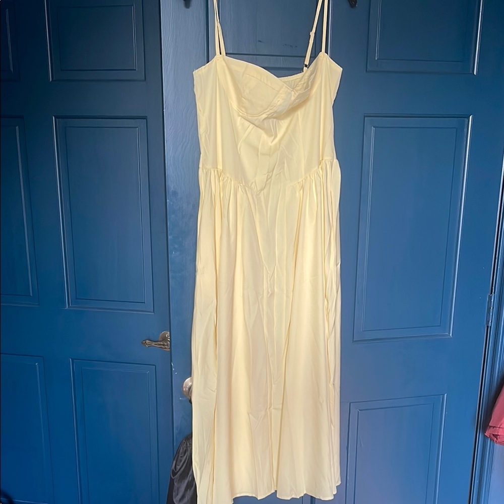 Elegant Yellow Spaghetti Strap Corset Style Dress